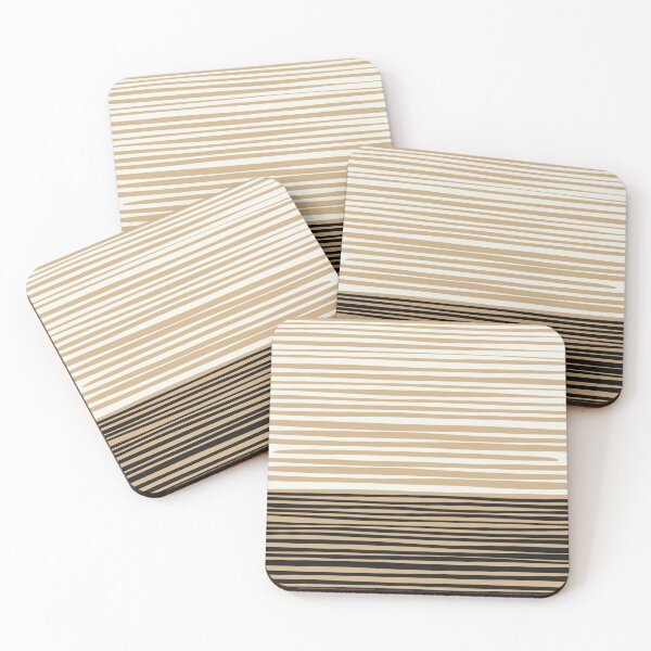 Item preview, Natural Stripes Modern Minimalist Colour Block Black Oat Beige Cream designed and sold by kierkegaard.