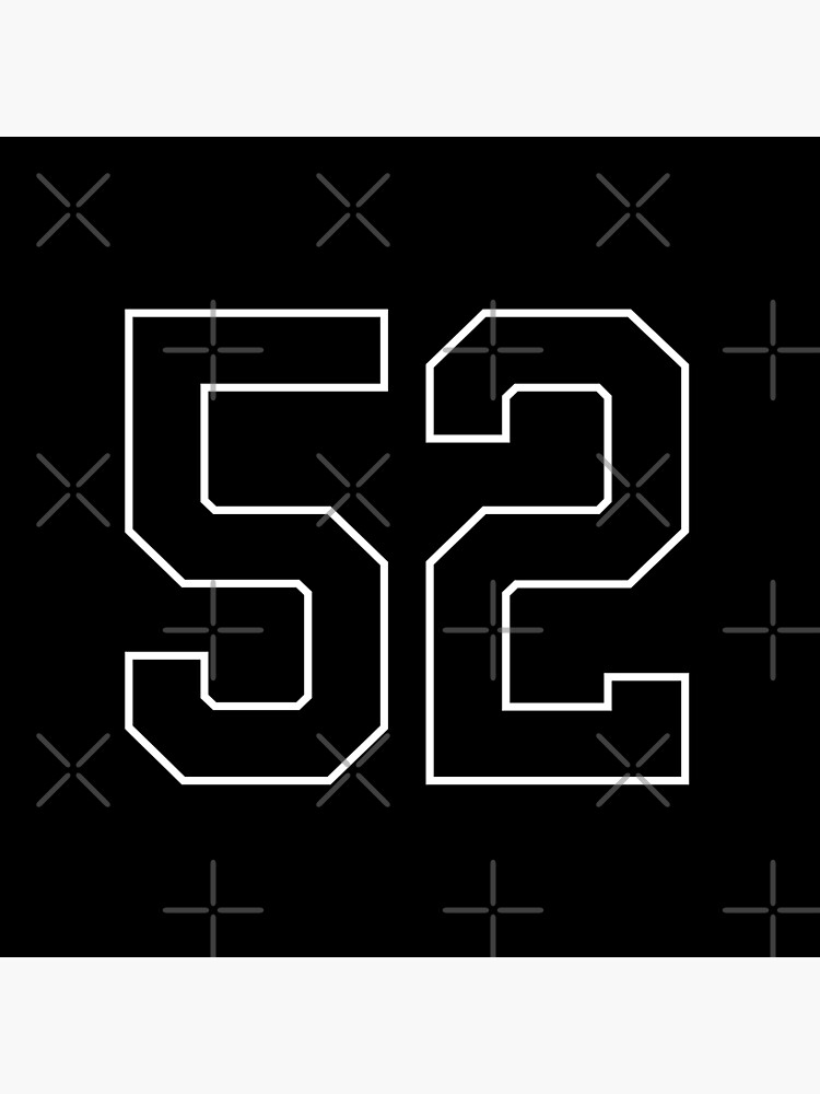 Number 52 lucky sports jersey fifty two Sticker for Sale by HeavyStyle