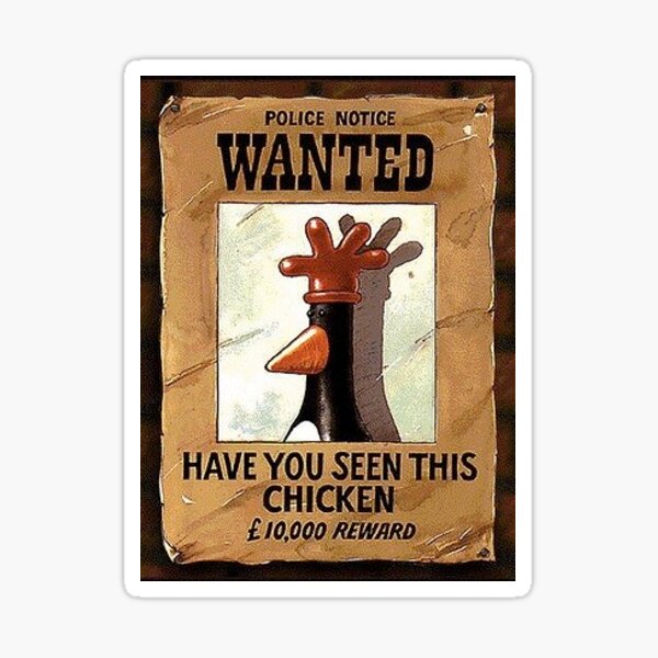 Vista previa del artículo con la obra «Se busca, ¿has visto este pollo? - 10 000 recompensas», diseñado y vendido por Singerevita.