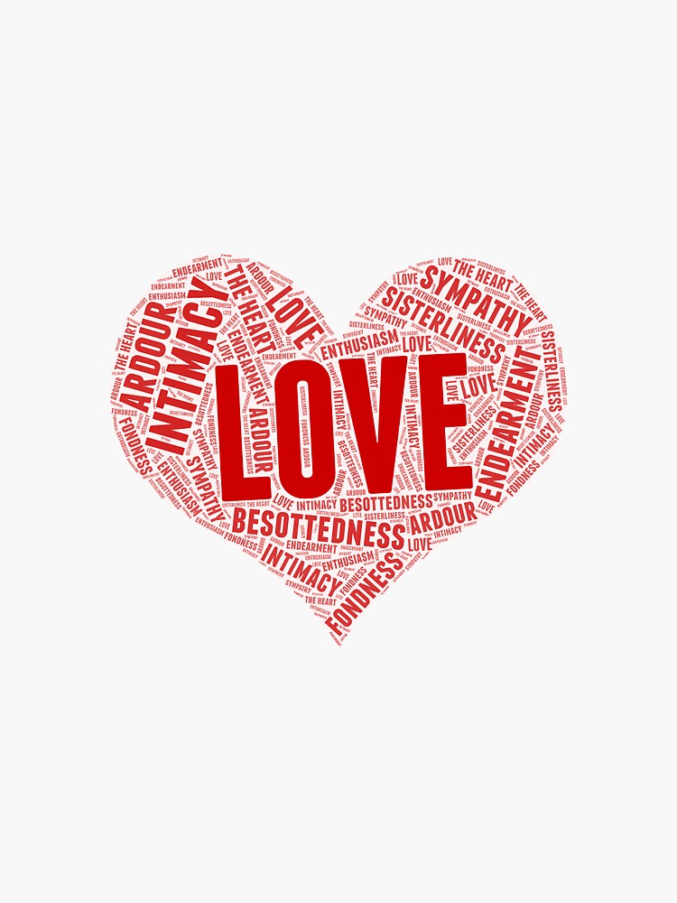 " Heart Shape words , funny Word Art" Sticker for Sale by MED-CHEP