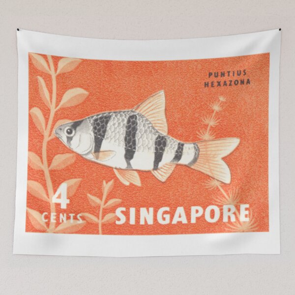 Item preview, Stamp collecting vintage 1962 Singapore fish postage stamp  designed and sold by cutestamps.