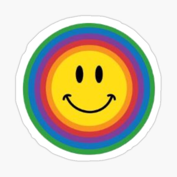 "rainbow smiley face" Sticker for Sale by stickerbylucyy | Redbubble