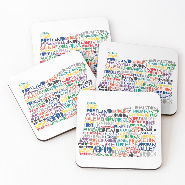 Aperçu de l'œuvre Typographie colorée de l'Oregon créée et vendue par molly mattin.