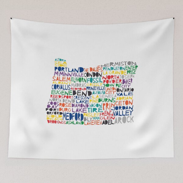 Aperçu de l'œuvre Typographie colorée de l'Oregon créée et vendue par molly mattin.