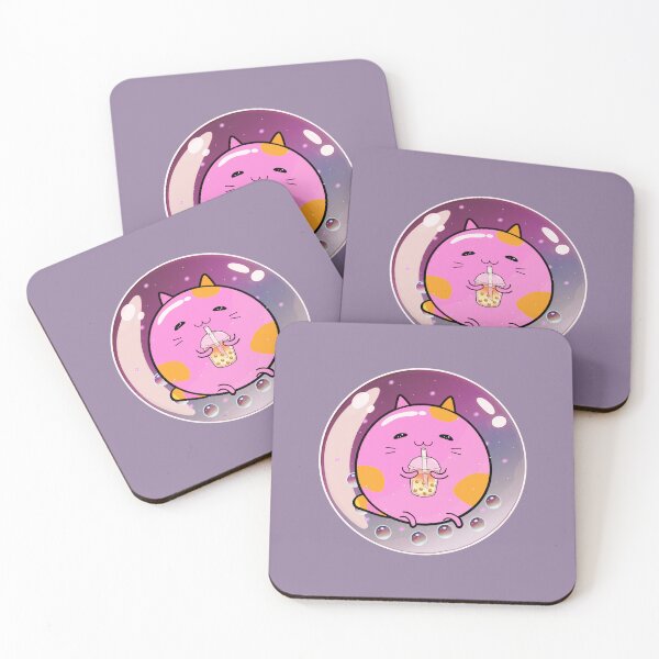 Item preview, Round Chubby Crystal Cat drinking boba milk  designed and sold by lazarosdesign.