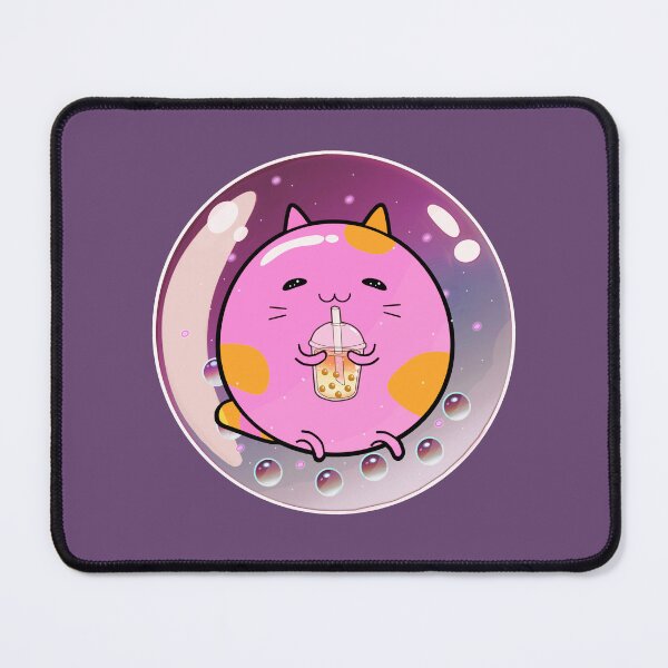 Item preview, Round Chubby Crystal Cat drinking boba milk  designed and sold by lazarosdesign.