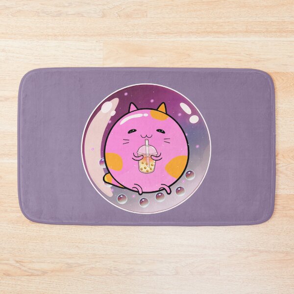 Item preview, Round Chubby Crystal Cat drinking boba milk designed and sold by lazarosdesign.