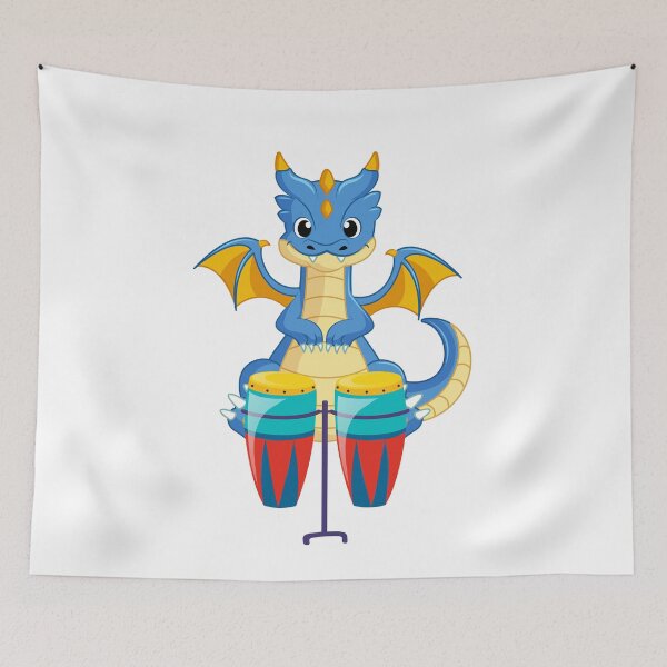 Item preview, Dragon Playing Conga Drum ,Funny Good Dragon Congo Drum Lovers Blue Design designed and sold by pedrored369.