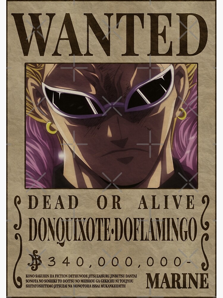 Donquixote Doflamingo Bounty One Piece Wanted Poster for Sale by One Piece  Bounty Poster