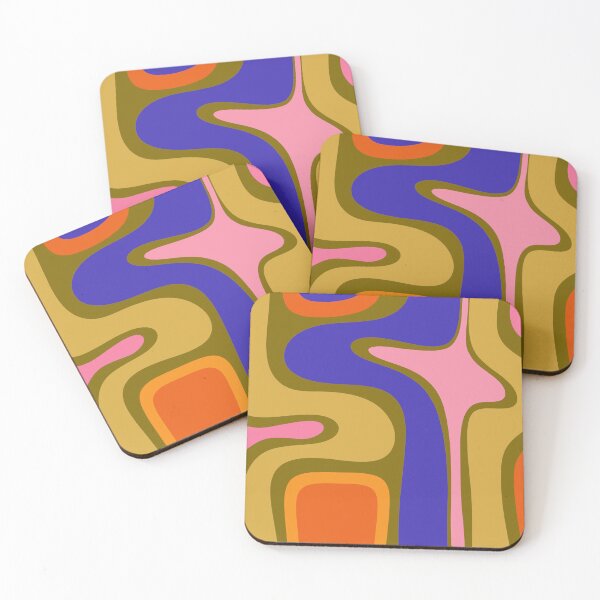 Item preview, Copacetic Retro Abstract Blue Pink Olive Orange  designed and sold by kierkegaard.