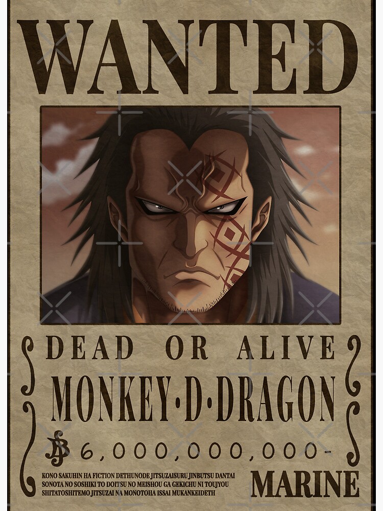 Monkey D Dragon Wanted Poster One Piece Art Board Print By Onepiecewanted Redbubble