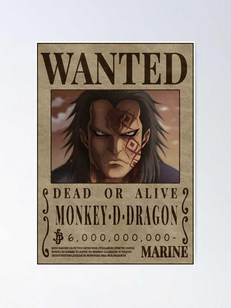 Monkey D Dragon Wanted Poster One Piece Poster By Onepiecewanted Redbubble