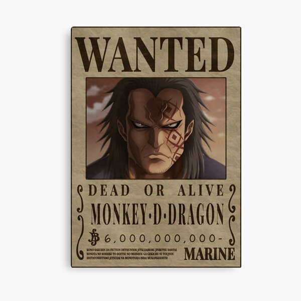 Monkey D Dragon Wanted Poster One Piece Canvas Print By Onepiecewanted Redbubble