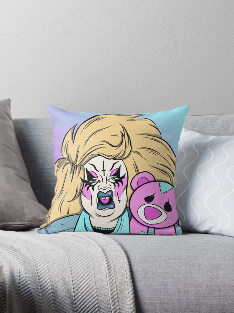Thumbnail 1 of 3, Throw Pillow, Blushing Bear designed and sold by Karmakhaos.