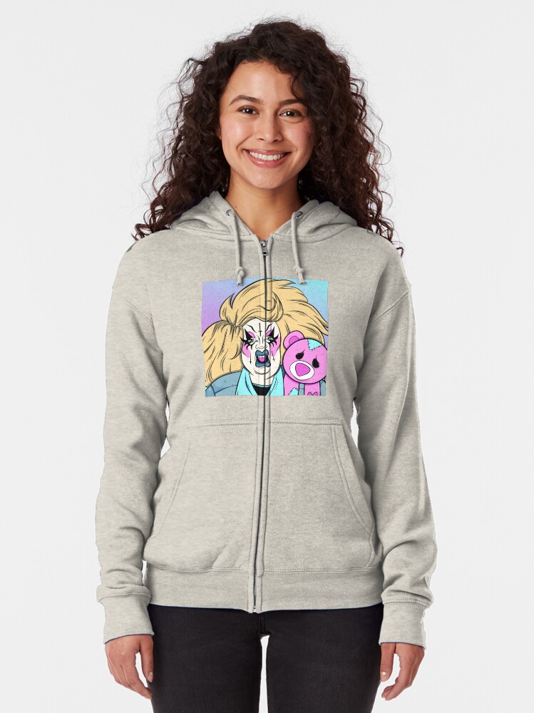 Thumbnail 2 of 5, Zipped Hoodie, Blushing Bear designed and sold by Karma Khaos.