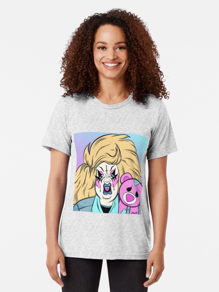 Thumbnail 2 of 6, Tri-blend T-Shirt, Blushing Bear designed and sold by Karma Khaos.