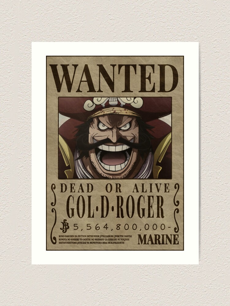 "Gold Roger One Piece Wanted Poster" Art Print For Sale By ...