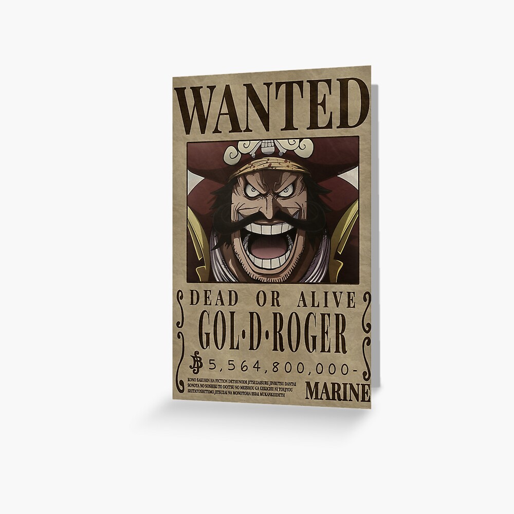 "Gold Roger One Piece Wanted Poster" Greeting Card by OnePieceWanted