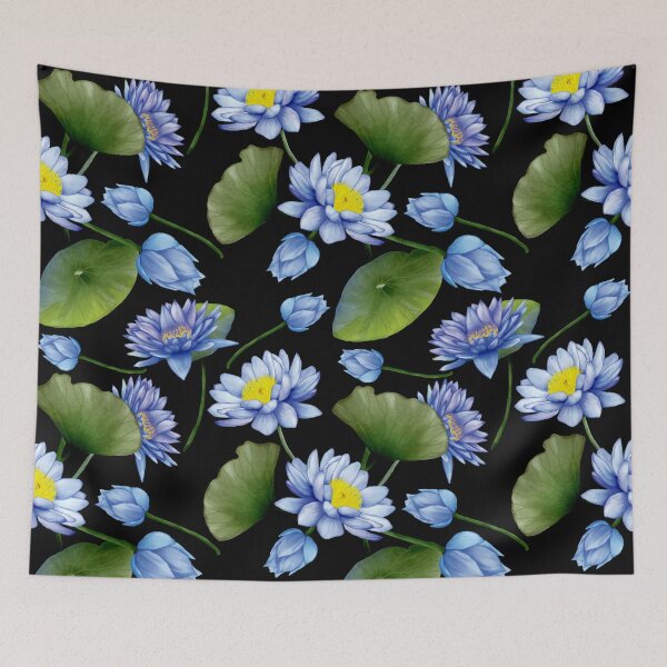 Item preview, Blue Lotus, Nymphaea Caerulea, Water Lily Pattern designed and sold by Orianah.