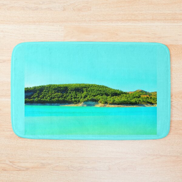 Item preview, Scene from Lago di Fiastra with waters, shores, hills and buildings designed and sold by Kristina Drozd.