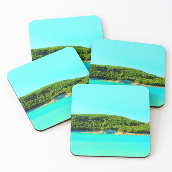 Item preview, Scene from Lago di Fiastra with waters, shores, hills and buildings designed and sold by Kristina Drozd.