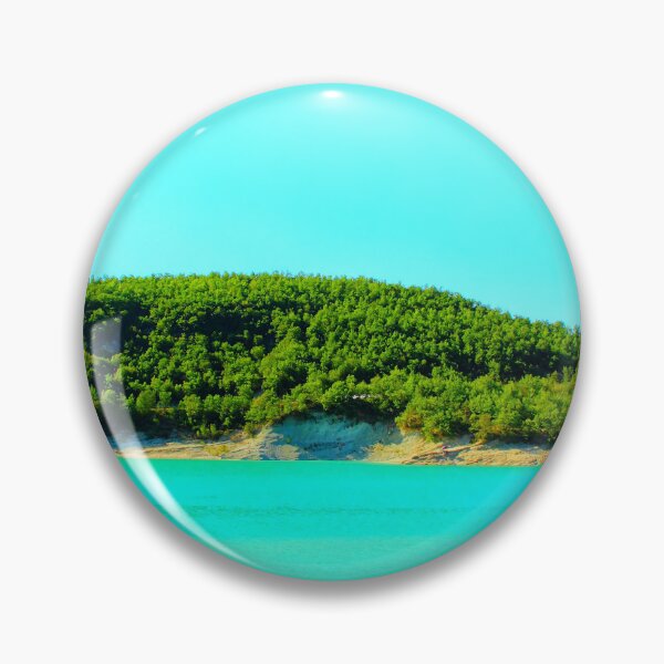 Item preview, Scene from Lago di Fiastra with waters, shores, hills and buildings designed and sold by Kristina Drozd.
