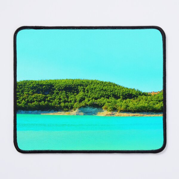 Item preview, Scene from Lago di Fiastra with waters, shores, hills and buildings designed and sold by Kristina Drozd.