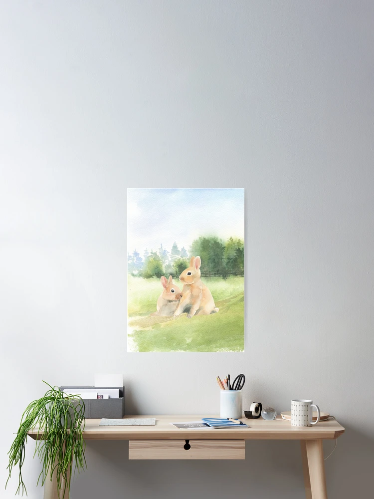 Thumbnail 2 of 3, Poster, Spring Rabbit Friends designed and sold by WildAliceArt.