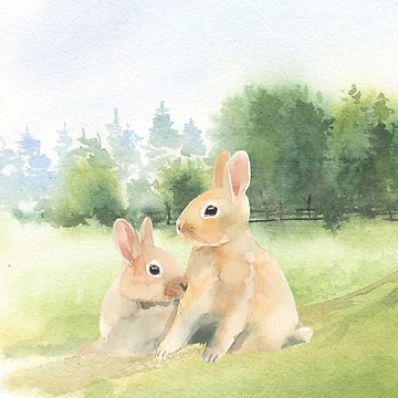 Artwork thumbnail, Spring Rabbit Friends by WildAliceArt