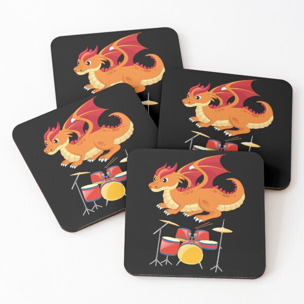 Item preview, Dragon Playing Drums ,Funny Good Dragon Drums Lovers Orange Design designed and sold by pedrored369.