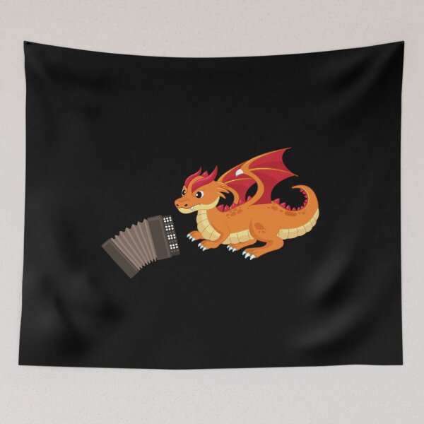 Item preview, Dragon Playing Accordion ,Funny Good Dragon Accordion Lovers Orange Design designed and sold by pedrored369.