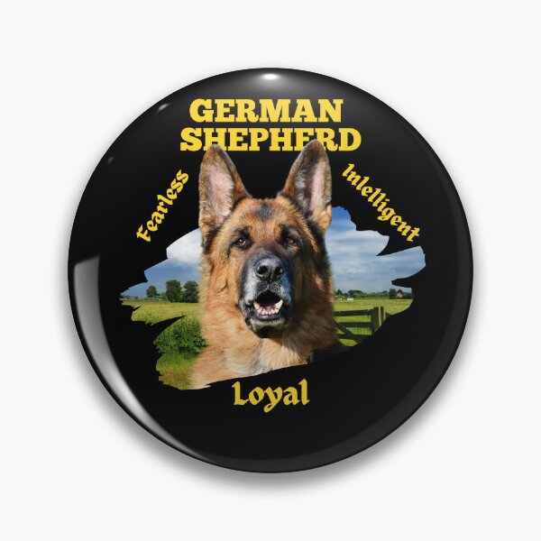 Artikelvorschau, Deutscher Schäferhund Elsässer Hund Design mit wichtigsten Verhaltensmerkmalen, intelligentes, furchtloses und treues Haustier entworfen und verkauft von BearCaveDesigns.
