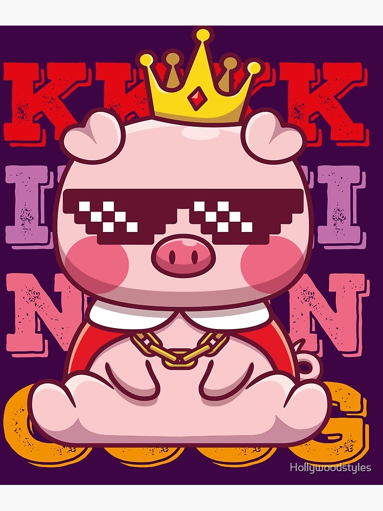 Discover king cute cool pig Premium Matte Vertical Poster