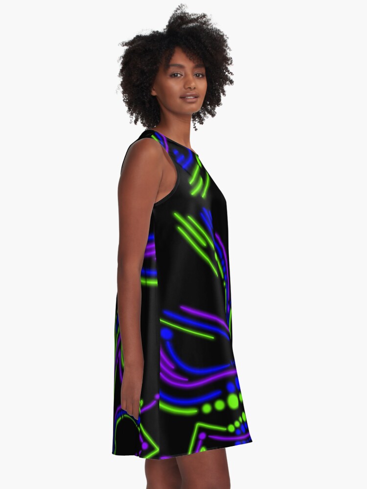 Alternate view of Neon Dreams Abstract Trippy Art Pattern A-Line Dress