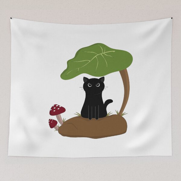 Item preview, Cat under a leaf mushroom garden  designed and sold by NamColors.