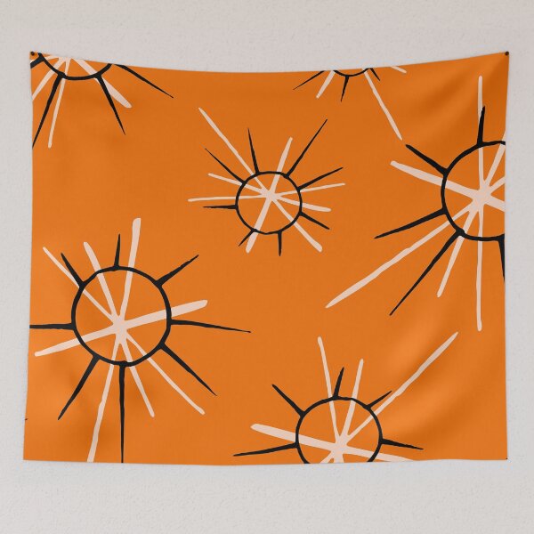 Item preview, Mid-Century Modern Tangerine-Orange Space Orbit Pattern designed and sold by DEC02.