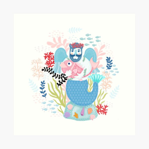 Love Merman Illustration Art Print
