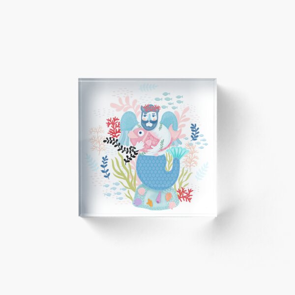 Love Merman Illustration Acrylic Block