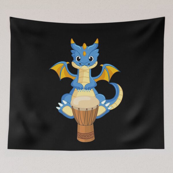 Item preview, Dragon Playing Djembe ,Funny Good Dragon Djembe Lovers Blue Design designed and sold by pedrored369.