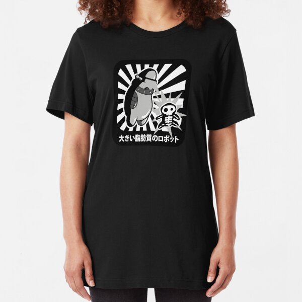 Robot with victim - noir style Slim Fit T-Shirt