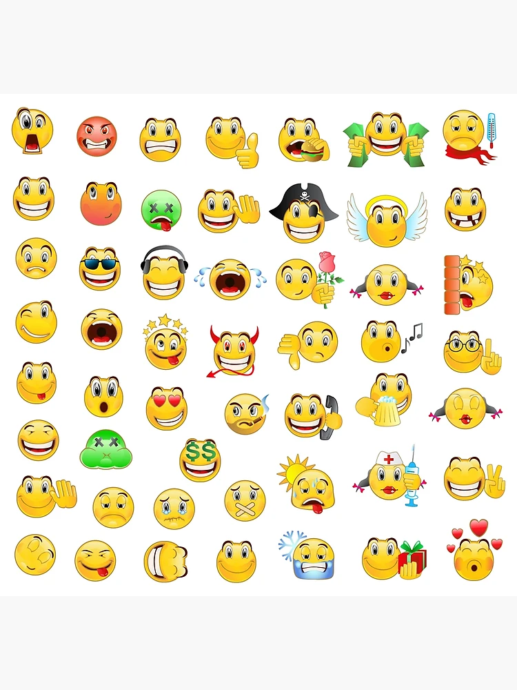 Premium Vector  Emoji yellow flat cartoon sticker big set