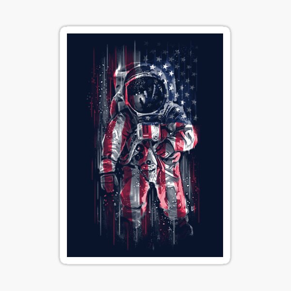 Astronaut Flag Sticker