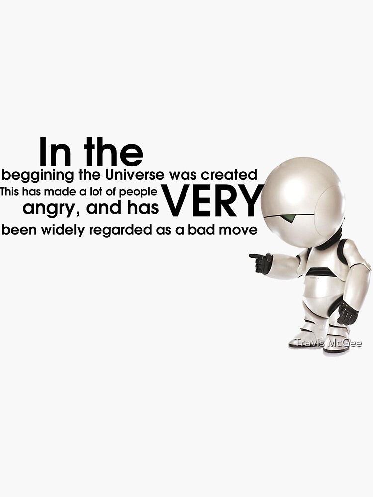 "Universe Creation Hitchhiker's Guide to the Galaxy" Sticker by bradlo Redbubble