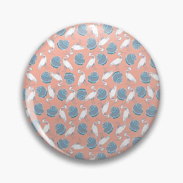 Item preview, Nautical theme seamless pattern with storks and seashells on nude background. designed and sold by RosebudTextilesArt.