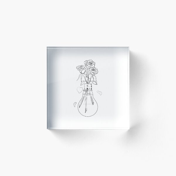 roses lightbulb Acrylic Block