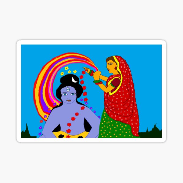 Holi- the festival of colours Shiv Parvati 2 Sticker
