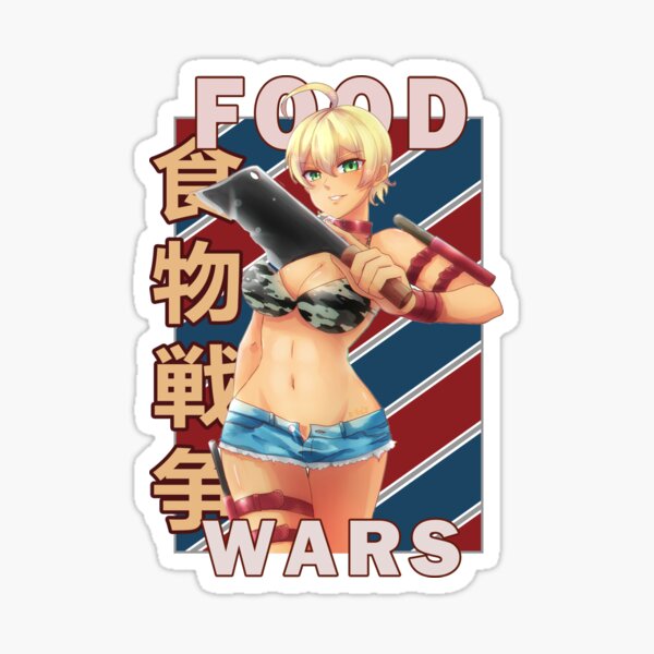 Ikumi Mito Food Wars Shokugeki No Soma Retro Blue Red Design Sticker By Animedesignshop 9229