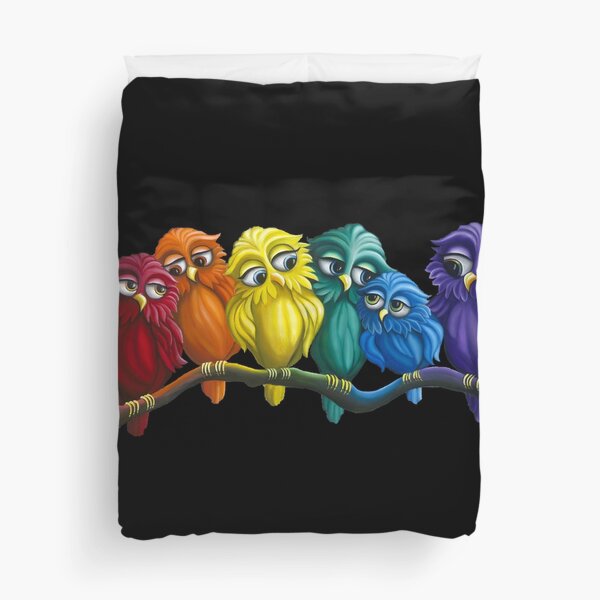 Rainbow Owls Duvet Cover