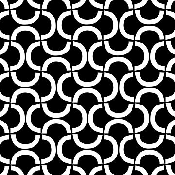 Mid Century Modern Geometric Pattern 637 Black and Linen White