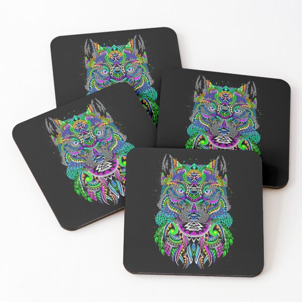 Item preview, wolf native colorful design designed and sold by cat poe.